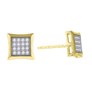 10kt Gold Two-tone CZ Mens Kite 7mm Push Back Studs