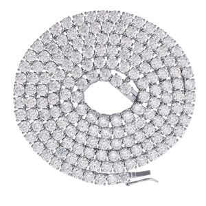 925 Sterling Silver Women Cubic Zirconia Tennis 7mm Chain Size 20 Inches