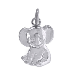 10kt White Gold Mens Baby Elephant Animal Charm Pendant
