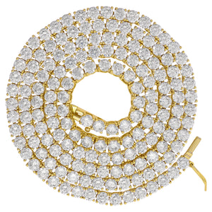 925 Sterling Silver Yellow-Tone Women Cubic Zirconia Tennis 2.5mm Chain Size 24 Inches
