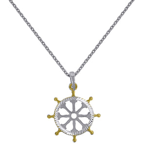 925 Sterling Silver Yellow-Tone Women Rolo Link Anchor Necklace