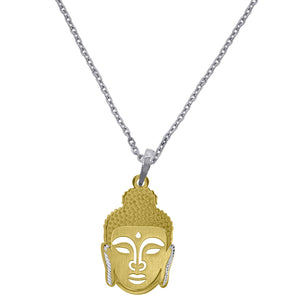 925 Sterling Silver Yellow-Tone Women Rolo Link Buddha Necklace