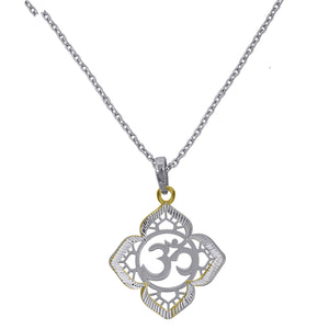 925 Sterling Silver Women Rolo Link Ohm Necklace