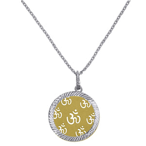 925 Sterling Silver Yellow-Tone Women Rolo Link Ohm Necklace