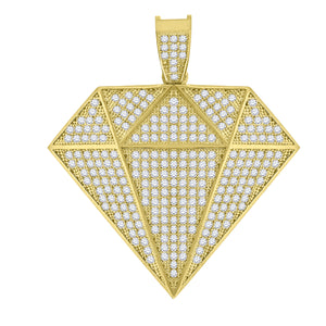 10kt Yellow Gold Mens Cubic-Zirconia Fashion Other Diamond Shape Charm Pendant