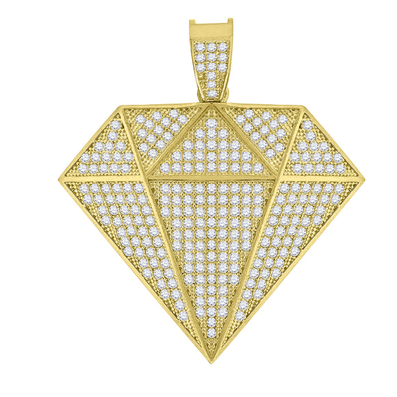 10kt Yellow Gold Mens Cubic-Zirconia Fashion Other Diamond Shape Charm Pendant