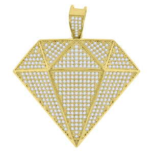 10kt Yellow Gold Mens Cubic-Zirconia Fashion Other Diamond Shape Charm Pendant