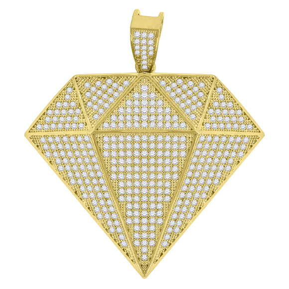 10kt Yellow Gold Mens Cubic-Zirconia Fashion Other Diamond Shape Charm Pendant
