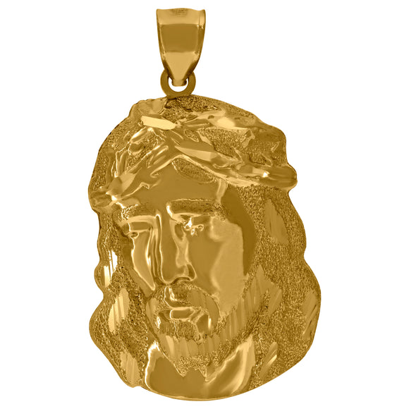10KT Yellow Gold Mens Jesus Religious Charm Pendant