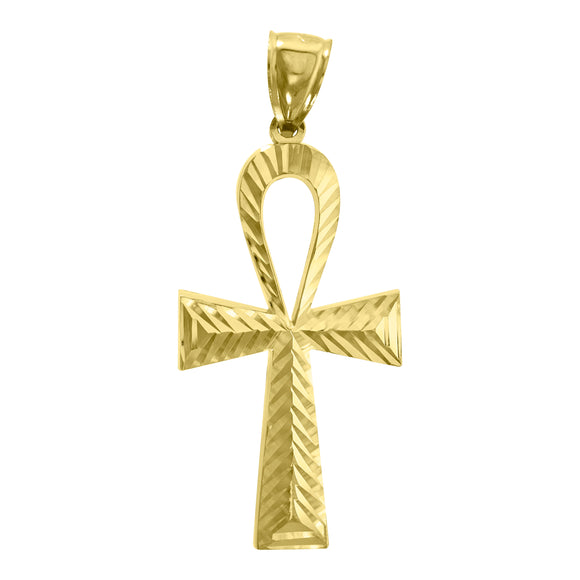 10KT Yellow Gold Mens Ankh Cross Egyptian Religious Charm Pendant