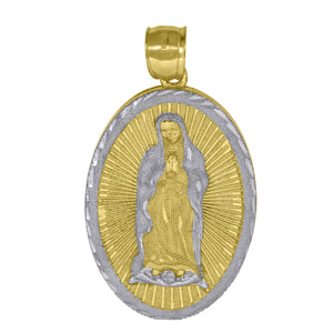 10kt Two-Tone Gold Unisex Religious Guadalupe Charm Pendant
