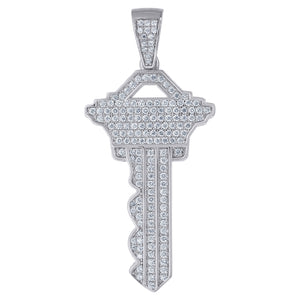 925 Sterling Silver Womens CZ Key Charm Pendant
