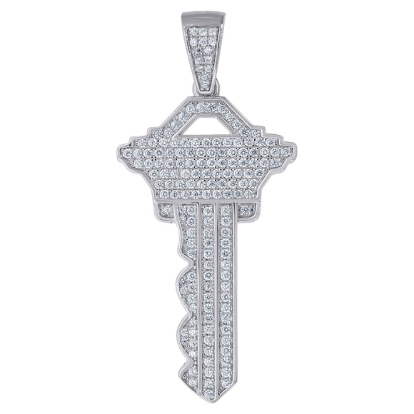 925 Sterling Silver Womens CZ Key Charm Pendant