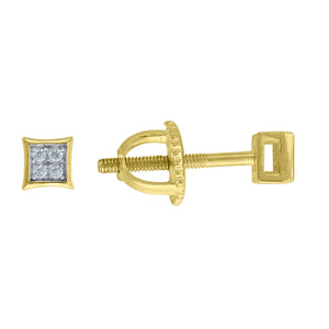 925 Sterling Silver Yellow-tone Unisex Cubic Zirconia Kite Stud Earrings