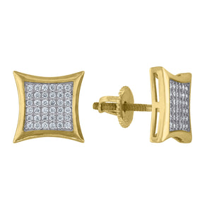 925 Sterling Silver Yellow-tone Unisex Cubic Zirconia Kite Stud Earrings