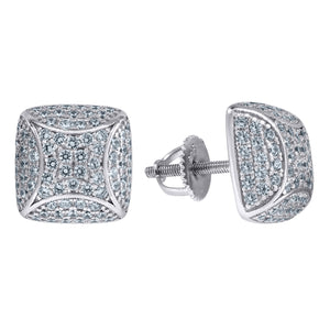925 Sterling Silver Womens Cubic Zirconia Dome Stud Earrings
