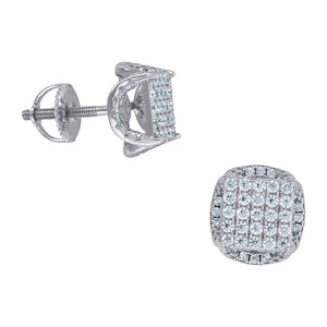 925 Sterling Silver Womens Cubic Zirconia Round Stud Earrings