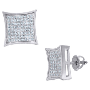 925 Sterling Silver Unisex Cubic Zirconia Kite Stud Earrings