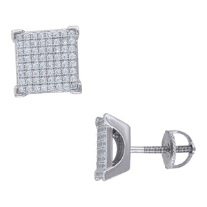 925 Sterling Silver Unisex Cubic Zirconia Square Stud Earrings