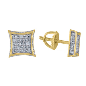 925 Sterling Silver Yellow-tone Unisex Cubic Zirconia Kite Stud Earrings