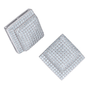 925 Sterling Silver Womens Cubic Zirconia Square Stud Earrings