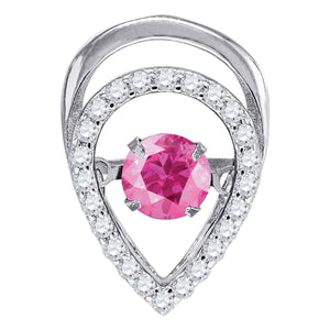 925 Sterling Silver Womens Pink Cubic Zirconia Fashion Teardrop Slide Charm Pendant