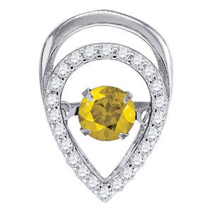 925 Sterling Silver Womens Yellow Cubic Zirconia Fashion Teardrop Slide Charm Pendant