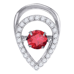925 Sterling Silver Womens Red Cubic Zirconia Fashion Teardrop Slide Charm Pendant