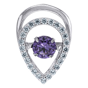 925 Sterling Silver Womens Purple Cubic Zirconia Fashion Teardrop Slide Charm Pendant