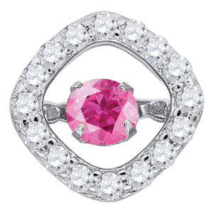 925 Sterling Silver Womens Pink Cubic Zirconia Fashion Square Slide Charm Pendant