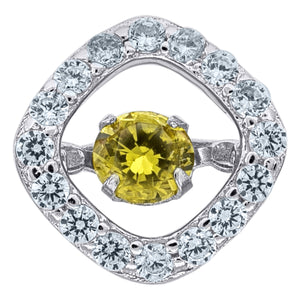 925 Sterling Silver Womens Yellow Cubic Zirconia Fashion Square Slide Charm Pendant