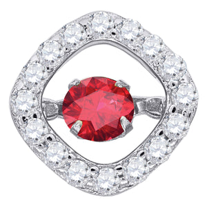 925 Sterling Silver Womens Red Cubic Zirconia Fashion Square Slide Charm Pendant
