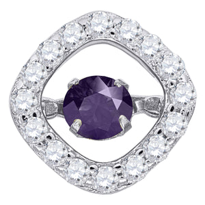 925 Sterling Silver Womens Purple Cubic Zirconia Fashion Square Slide Charm Pendant
