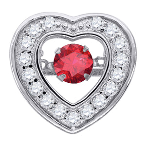 925 Sterling Silver Womens Red Cubic-Zirconia Heart Slide Charm Pendant