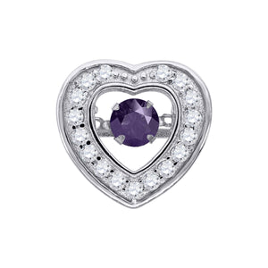 925 Sterling Silver Womens Purple Cubic-Zirconia Heart Slide Charm Pendant