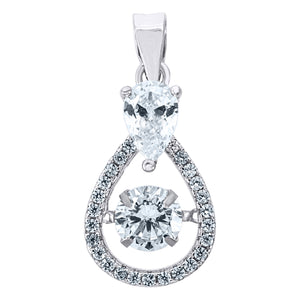 925 Sterling Silver Womens Aqua Cubic Zirconia Fashion Teardrop Slide Charm Pendant
