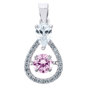925 Sterling Silver Womens Pink Cubic Zirconia Fashion Teardrop Slide Charm Pendant