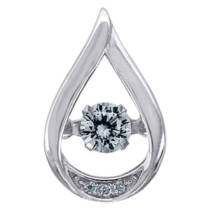 925 Sterling Silver Womens Aqua Cubic Zirconia Fashion Teardrop Slide Charm Pendant