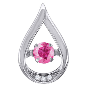 925 Sterling Silver Womens Pink Cubic Zirconia Fashion Teardrop Slide Charm Pendant