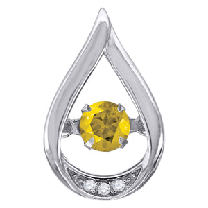 925 Sterling Silver Womens Yellow Cubic Zirconia Fashion Teardrop Slide Charm Pendant