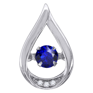 925 Sterling Silver Womens Royal Blue Cubic Zirconia Fashion Teardrop Slide Charm Pendant