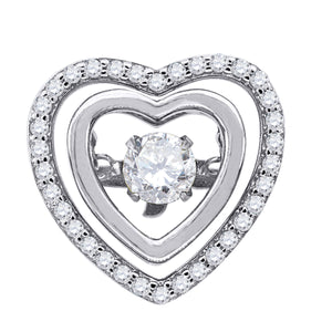 925 Sterling Silver Womens Cubic-Zirconia Heart Slide Pendant