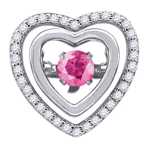 925 Sterling Silver Womens Pink Cubic-Zirconia Heart Slide Pendant