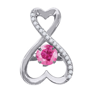 925 Sterling Silver Womens Pink Cubic Zirconia Infinity Heart Charm Pendant