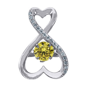 925 Sterling Silver Womens Yellow Cubic Zirconia Infinity Heart Charm Pendant