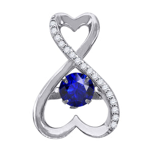 925 Sterling Silver Womens Royal Blue Cubic Zirconia Infinity Heart Charm Pendant