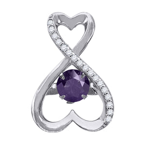 925 Sterling Silver Womens Purple Cubic Zirconia Infinity Heart Charm Pendant