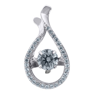 925 Sterling Silver Womens Aqua Cubic Zirconia Fashion Teardrop Slide Charm Pendant