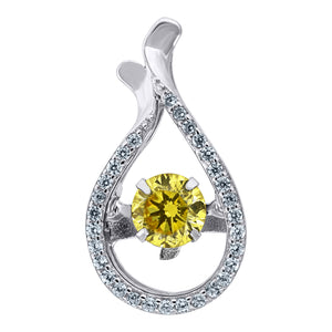 925 Sterling Silver Womens Yellow Cubic Zirconia Fashion Teardrop Slide Charm Pendant