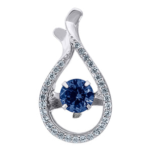 925 Sterling Silver Womens Royal Blue Cubic Zirconia Fashion Teardrop Slide Charm Pendant